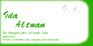 ida altman business card